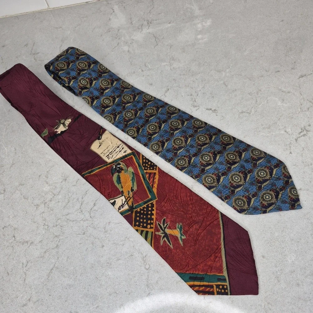 Vintage Ermenegildo Zegna Silk Neckties Lot of 2 Men's Designer Ties Italy
